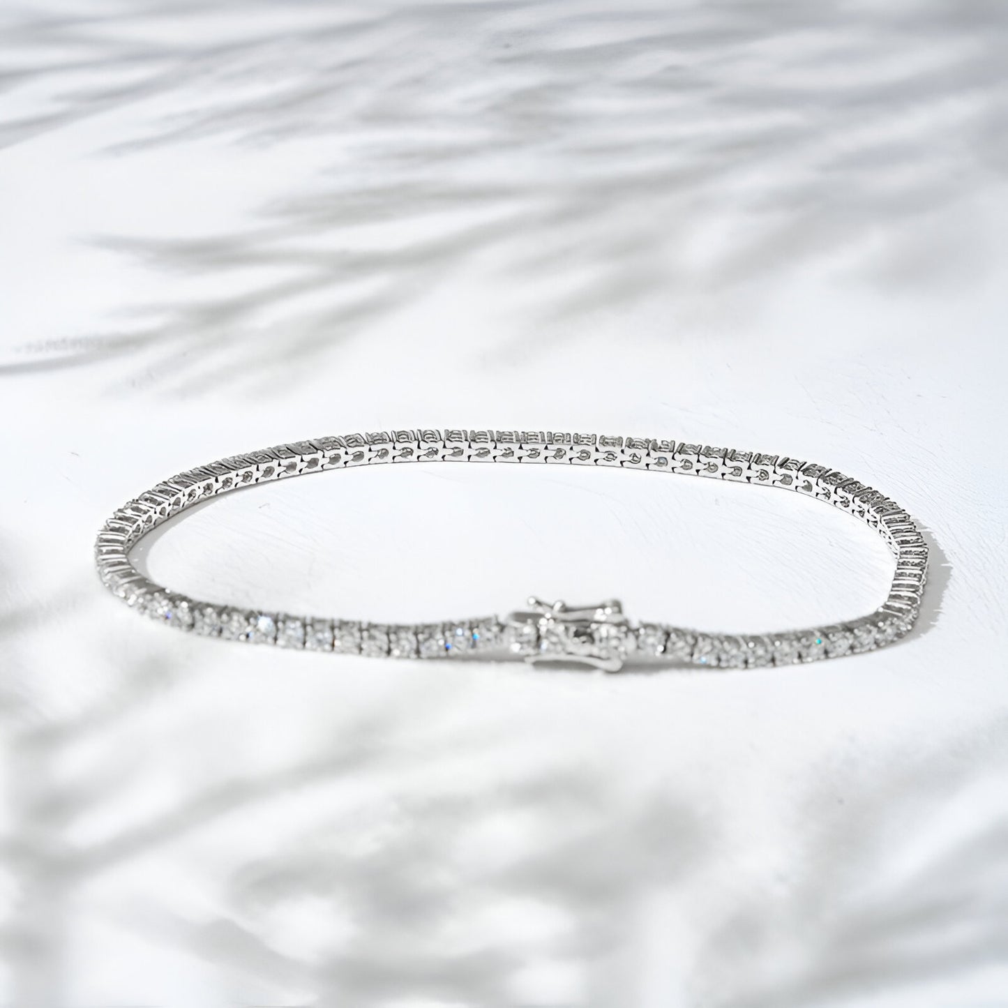 QOB “Whisper Line” Lab Diamond Tennis Bracelet  ~3.09 carats in  Solid 18K Gold