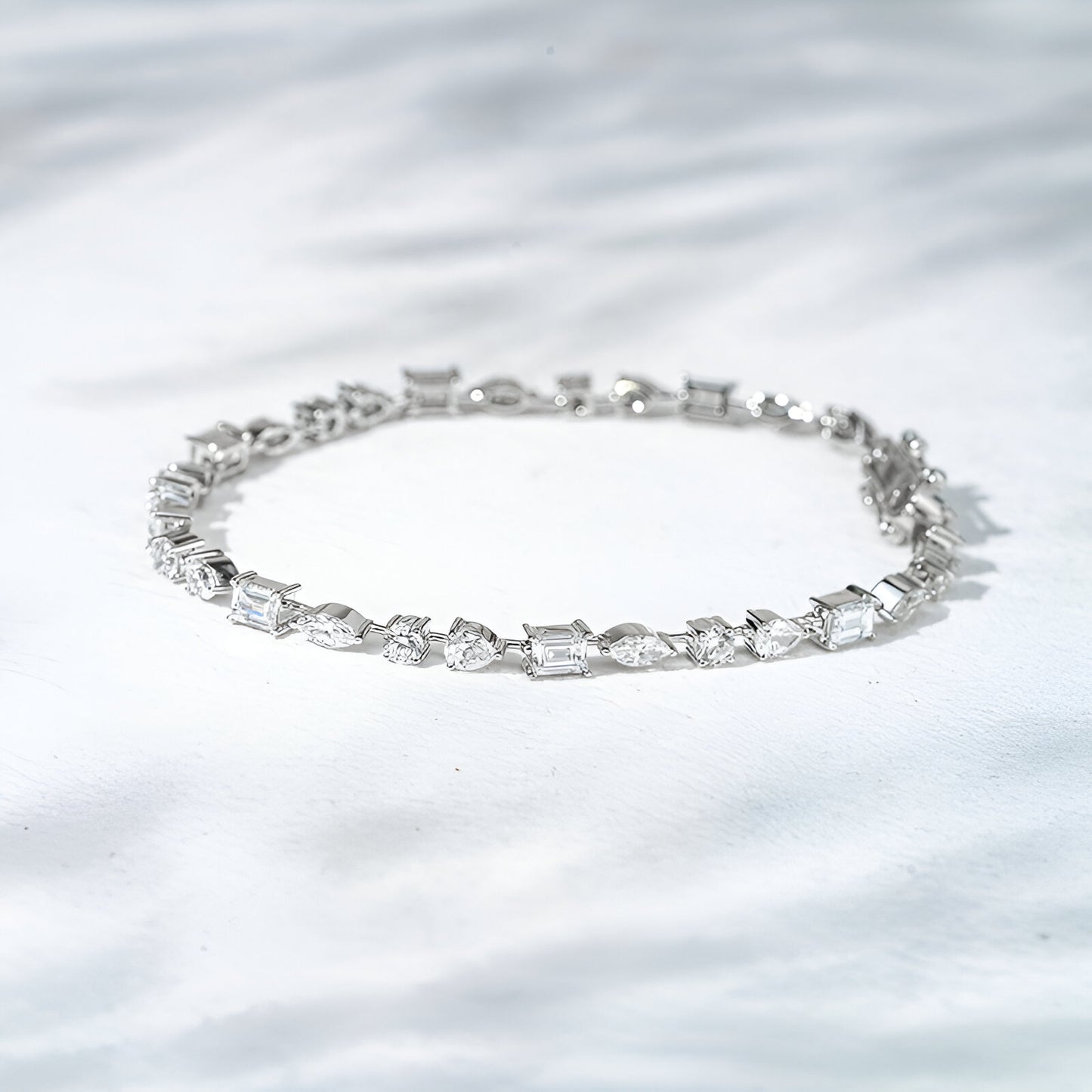 QOB “Linear Light” Lab Diamond Bracelet ~4.90 carats in Solid 18K White Gold