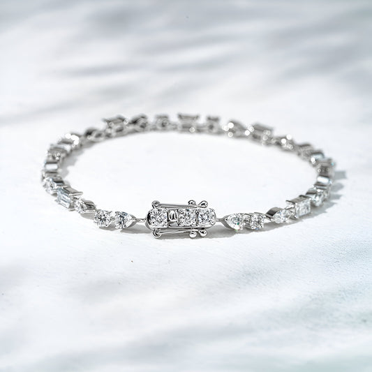 Diamond bracelet on a silver background