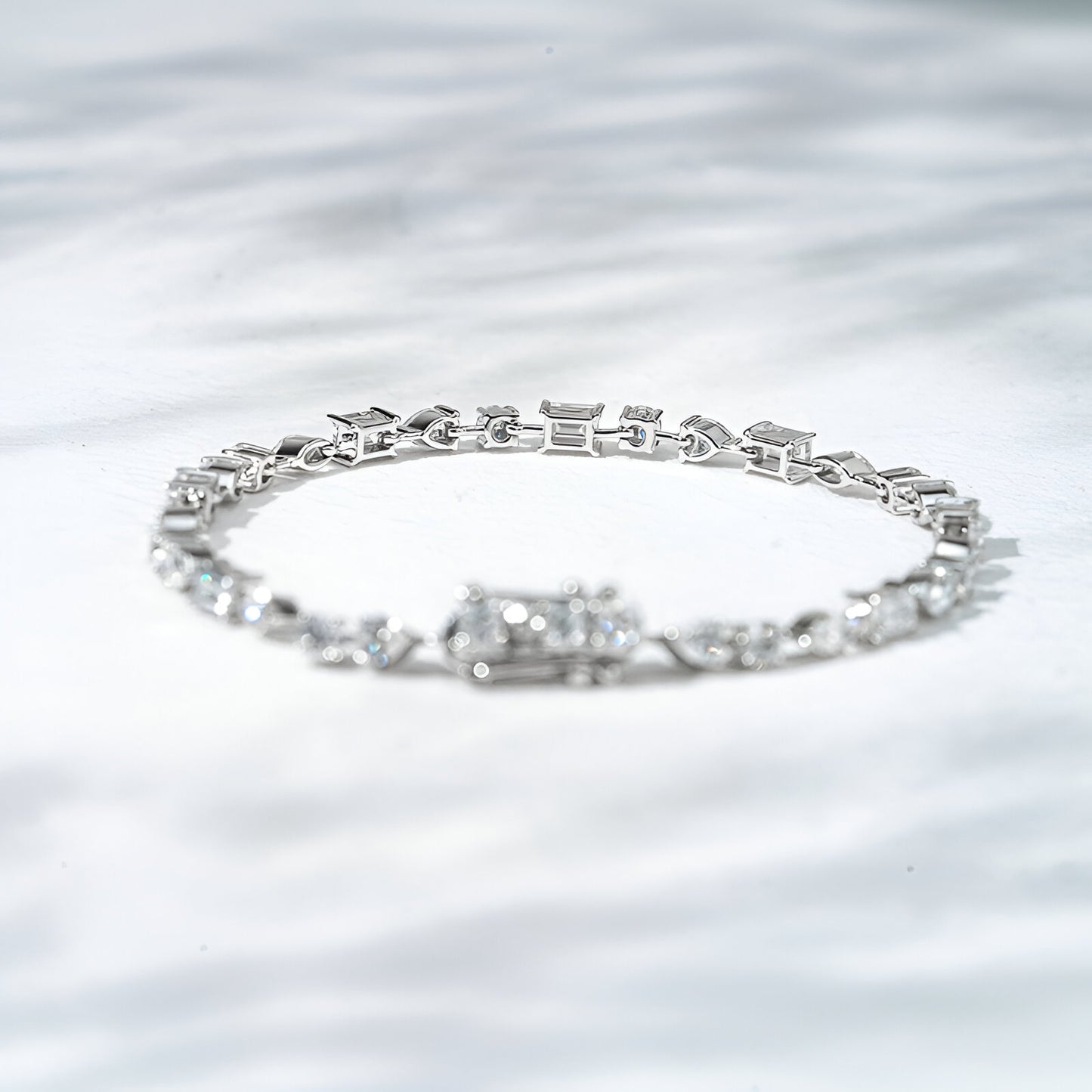 QOB “Linear Light” Lab Diamond Bracelet ~4.90 carats in Solid 18K White Gold