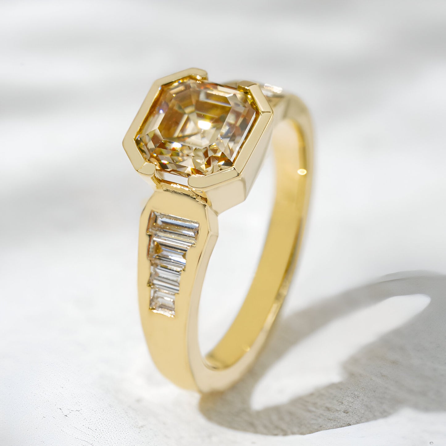 QOB “Champagne Spark” Lab Diamond Ring  ~2.13 ct in Solid 18K Yellow Gold