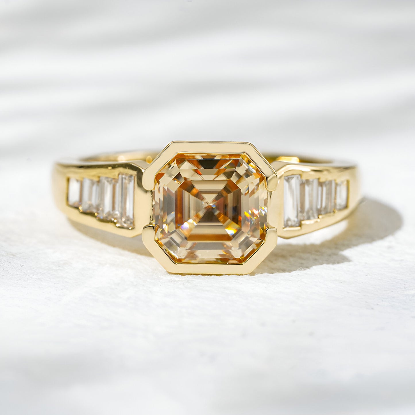 QOB “Champagne Spark” Lab Diamond Ring  ~2.13 ct in Solid 18K Yellow Gold
