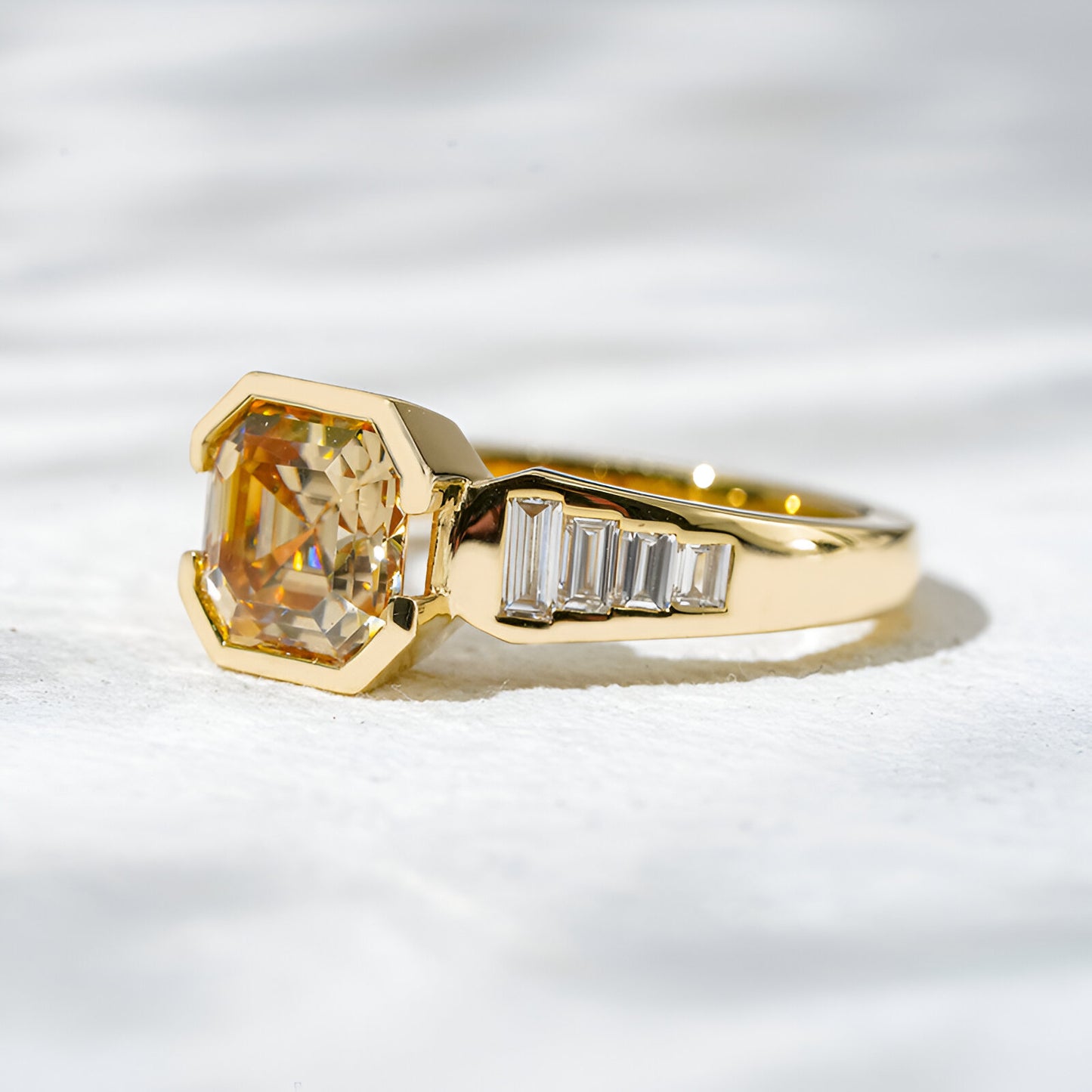 QOB “Champagne Spark” Lab Diamond Ring  ~2.13 ct in Solid 18K Yellow Gold