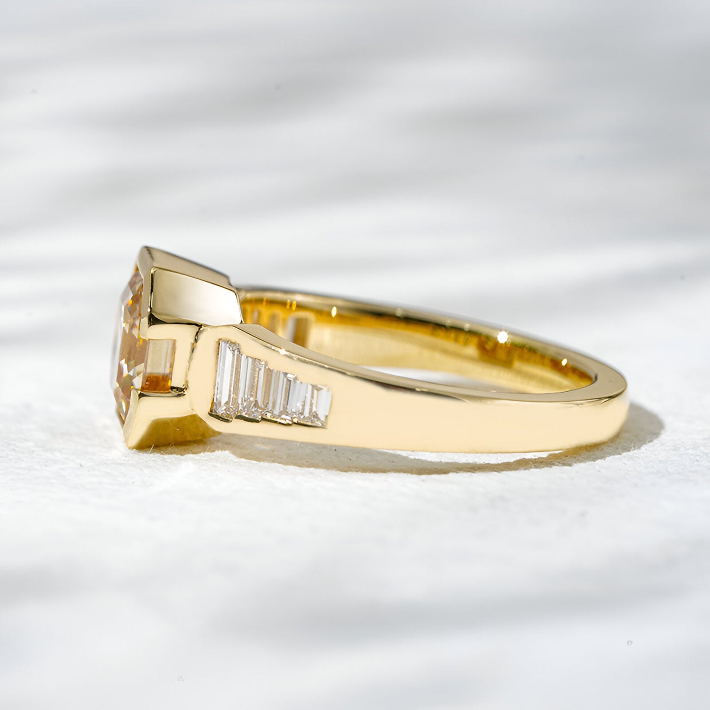 QOB “Champagne Spark” Lab Diamond Ring  ~2.13 ct in Solid 18K Yellow Gold