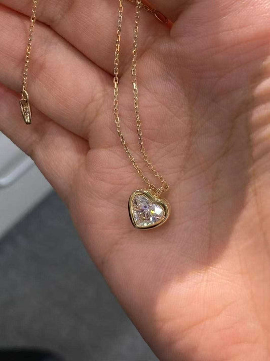 QOB Heartline Bezel Pendant | 1.28ct Lab Diamond in 18K White Gold