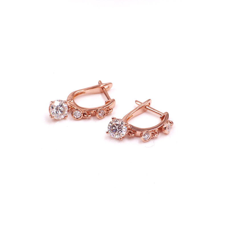 QOB Rose Drop 2.30 ct in 18K Rose Gold Lab Diamond Dangle Earrings