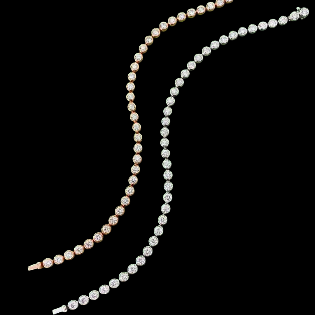 Two pearl necklaces on a black background