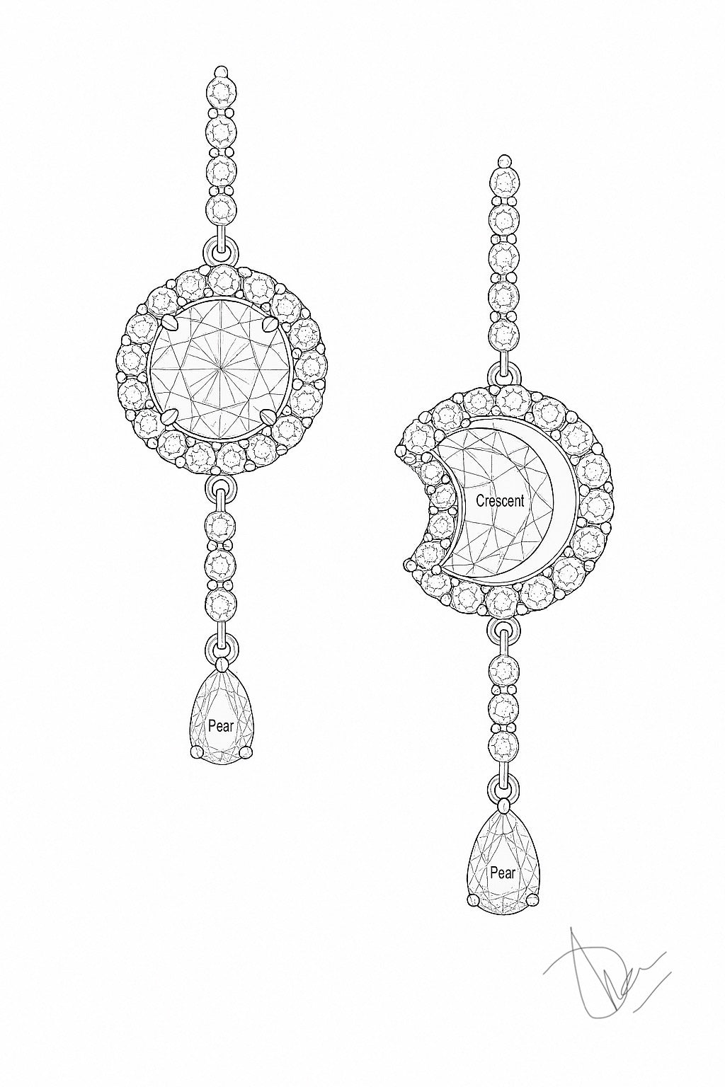 Sun & Moon Citrine & Diamond Earrings in 18K Gold | QOB Jewelry