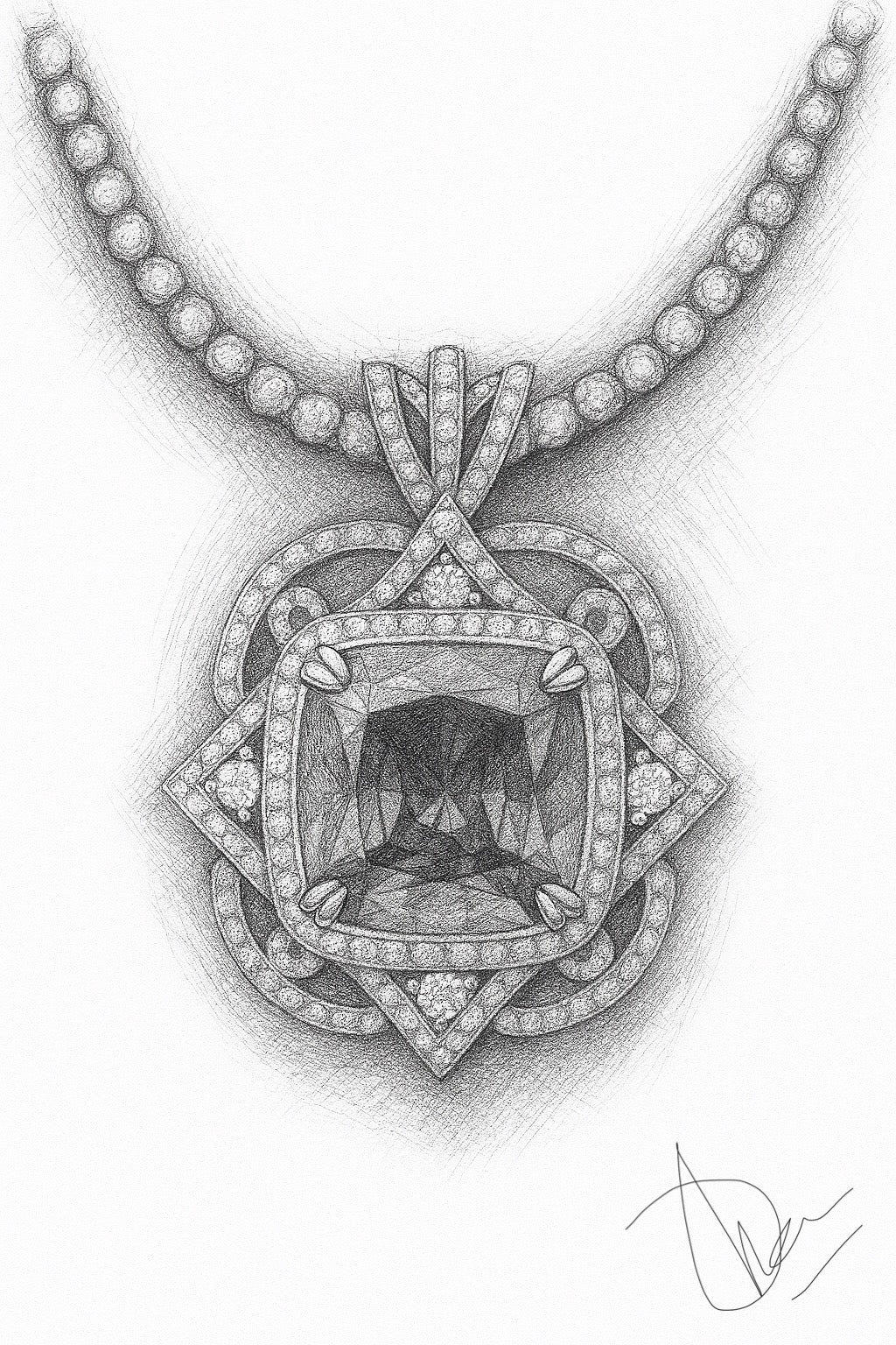 Celestial Lagoon Necklace – 7.23 ct Tourmaline & ~13.2 ct Lab Diamonds in 18K White Gold