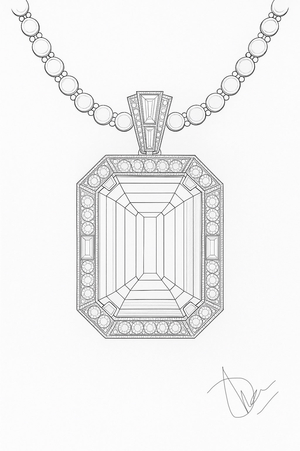 29.18 Carat No Oil Afghan Emerald Pendant with Natural Diamonds in 18K White Gold