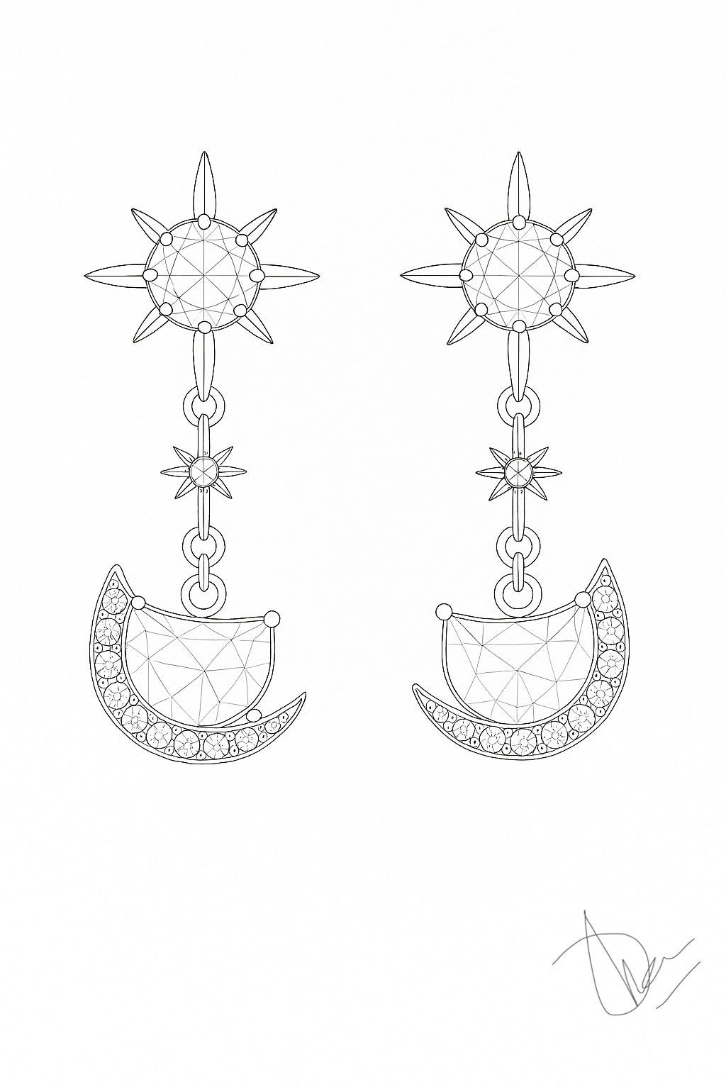 Sun & Moon Duality Earrings – 18K Gold with Citrine, Amethyst & Lab Diamonds | QOB Jewelry