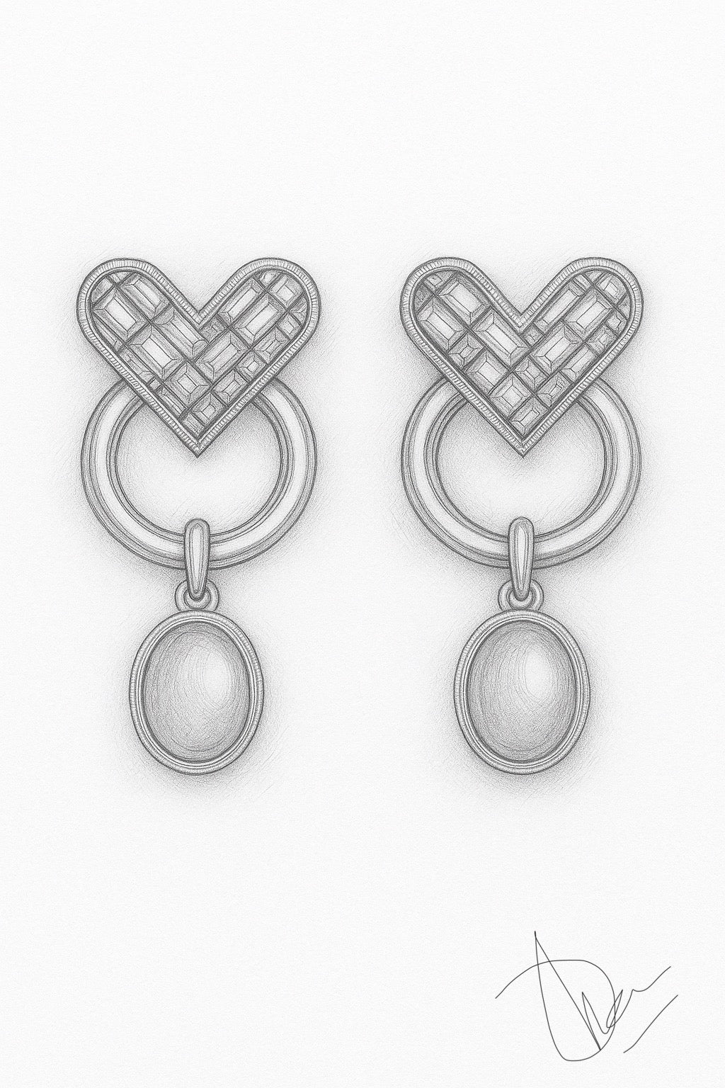 Royal Heart & Soul Earrings – 18K Gold with Burma Spinel & Sapphire | QOB Jewelry