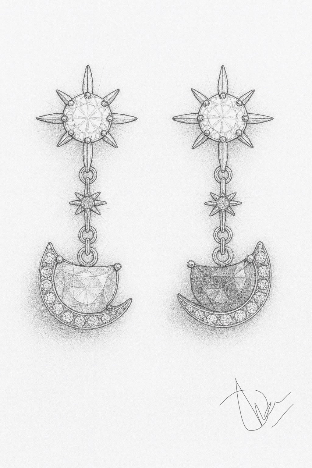 Sun & Moon Duality Earrings – 18K Gold with Citrine, Amethyst & Lab Diamonds | QOB Jewelry