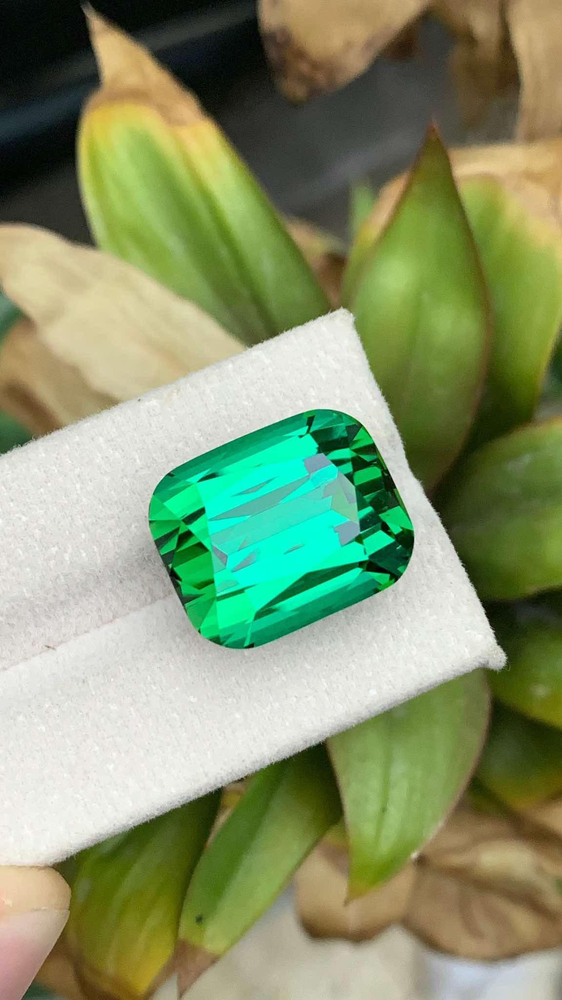 41.22 Carat Intense Rich  Green Afghan Tourmaline Pendant with Natural Diamonds