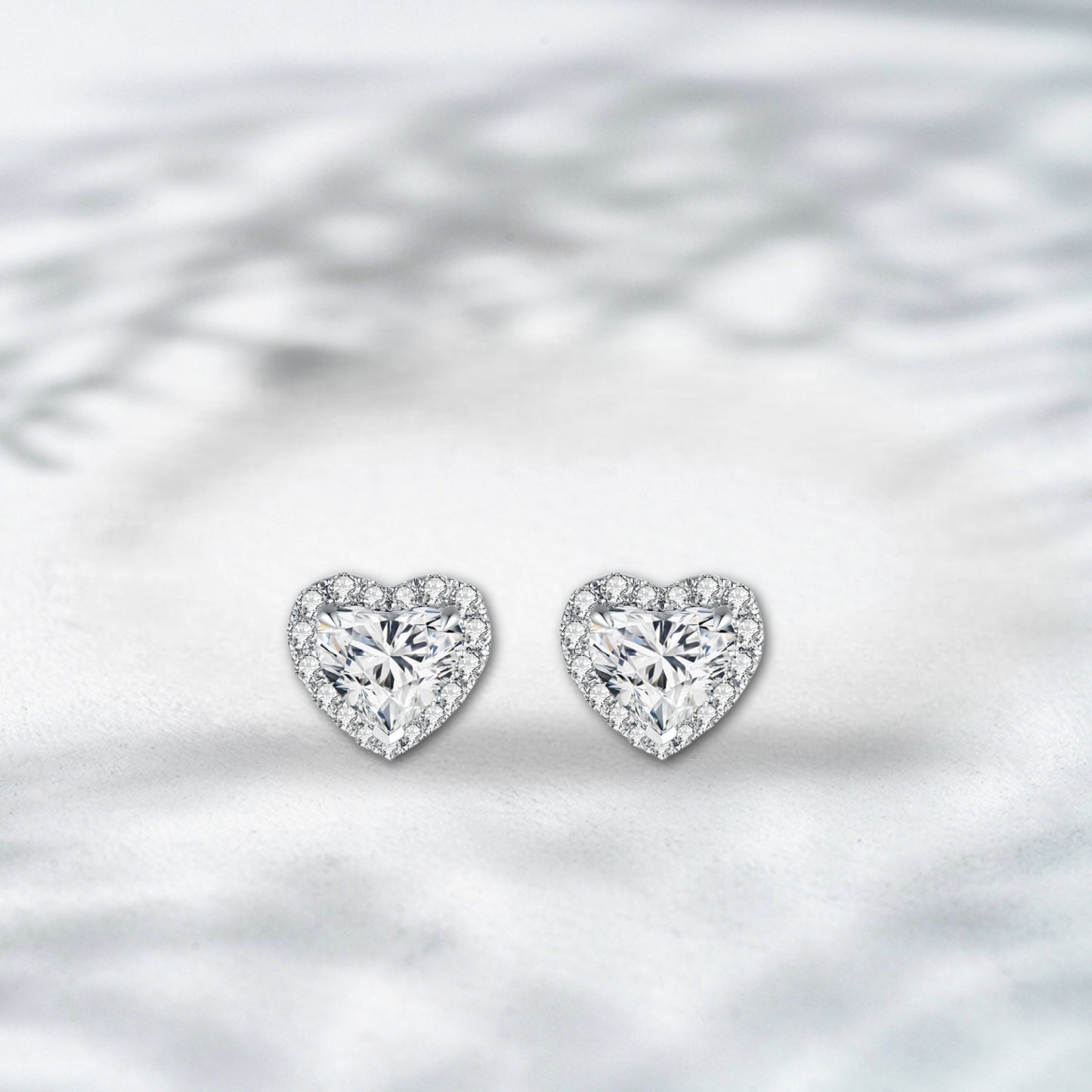 QOB Heart Glow Lab Diamond Heart Stud Earrings | 2.426 ct | 18K White Gold