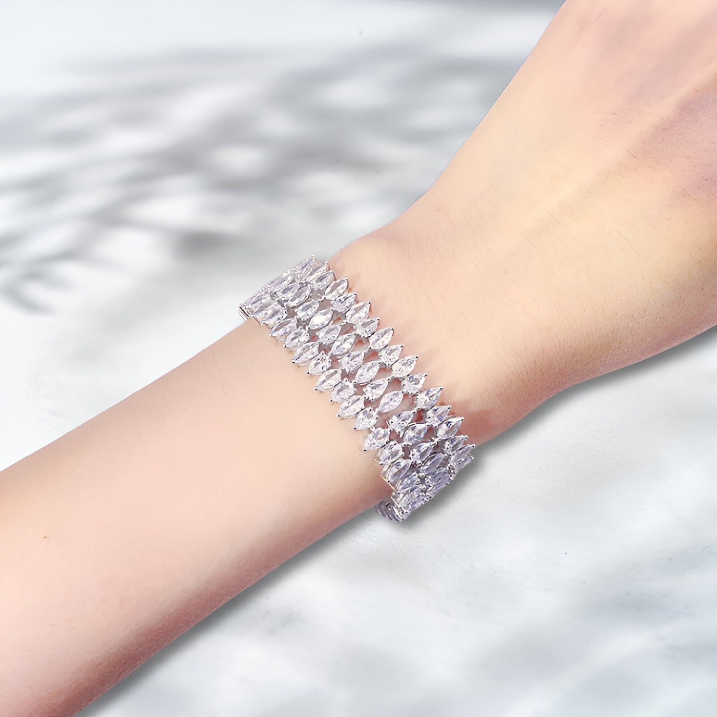 QOB “Marquise Illusion” Lab Diamond Bracelet | 18K Gold | 22.5 ct | Luxury Tennis Bracelet