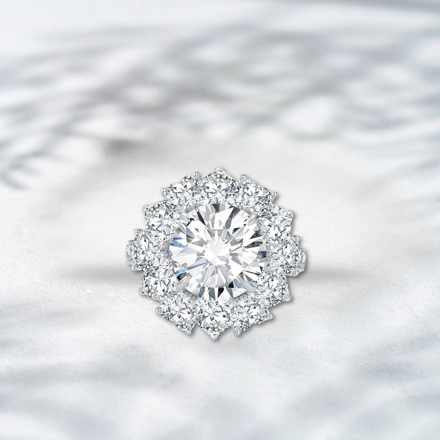 QOB Snowburst Royale Ring – 10.278ct Lab Diamond Cluster in 18K Gold
