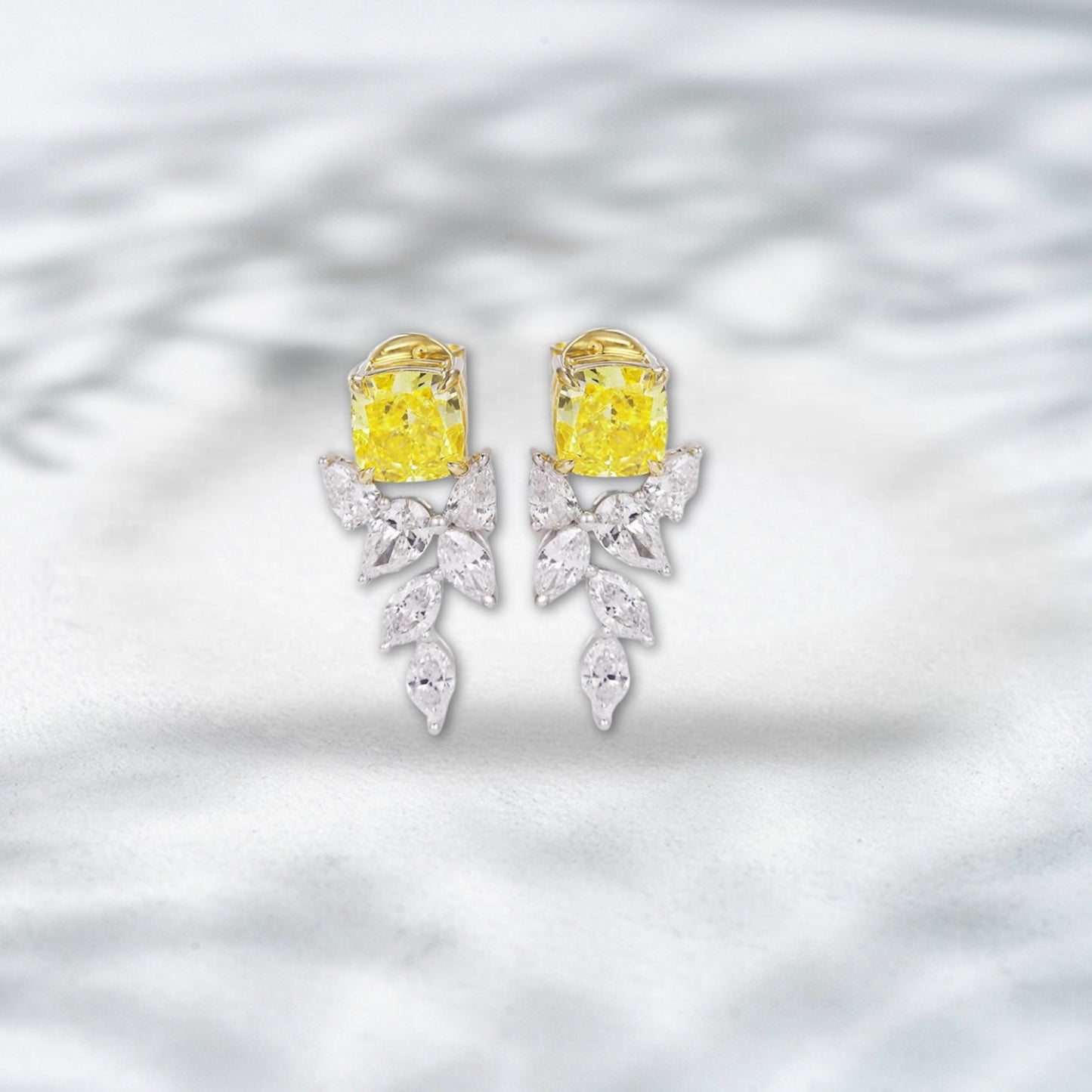 QOB Electric Bloom | 18k Yellow Gold Lab Diamond Drop Earrings | 2.509 ct