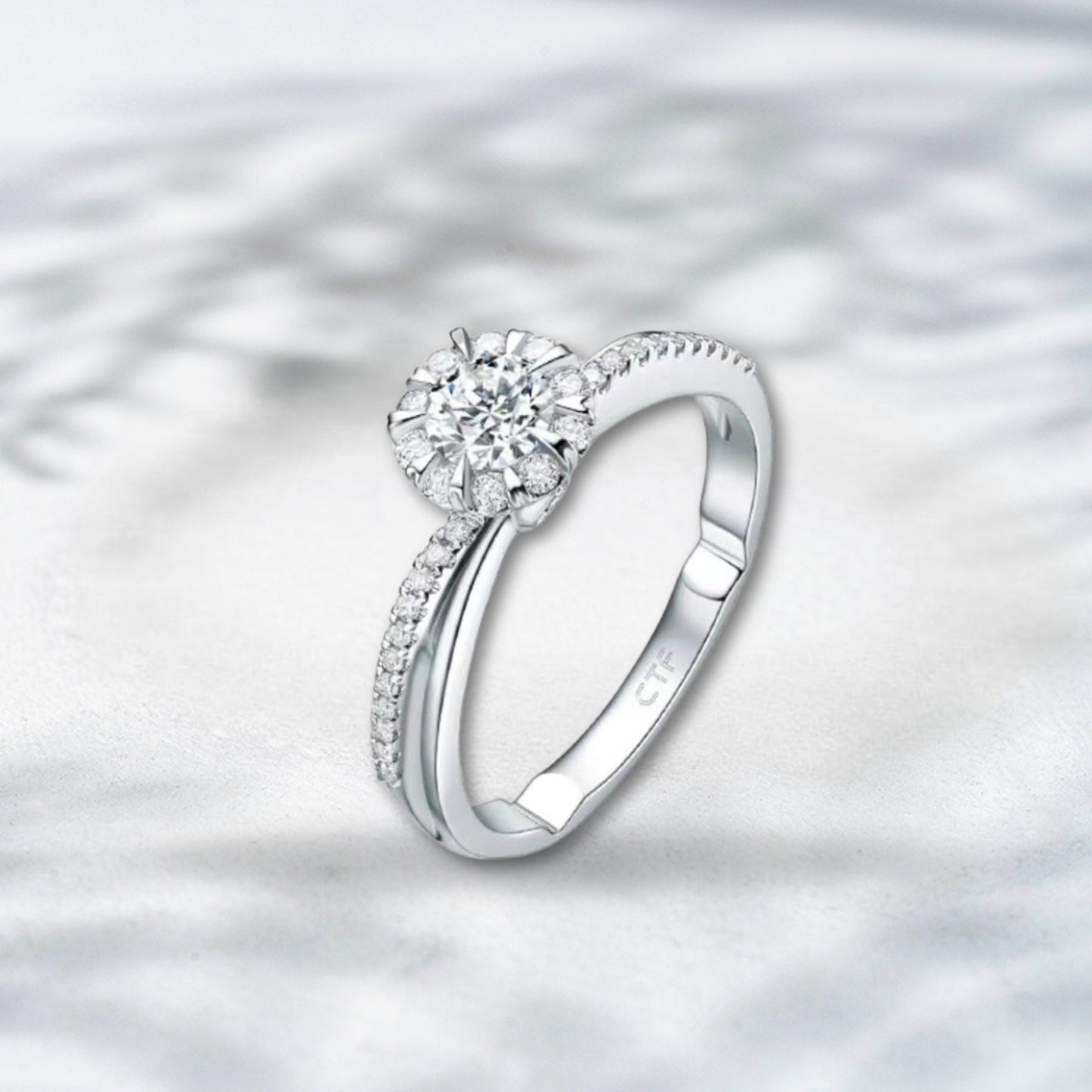 QOB Soléa Bloom – 1.71ct Lab Diamond Halo Ring in 18K White Gold