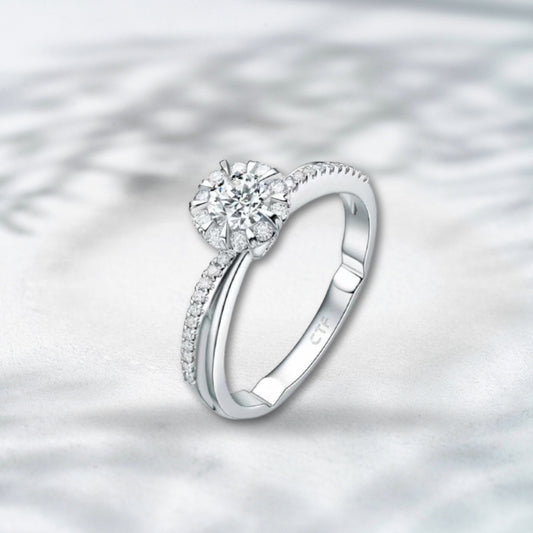 QOB Soléa Bloom – 1.71ct Lab Diamond Halo Ring in 18K White Gold