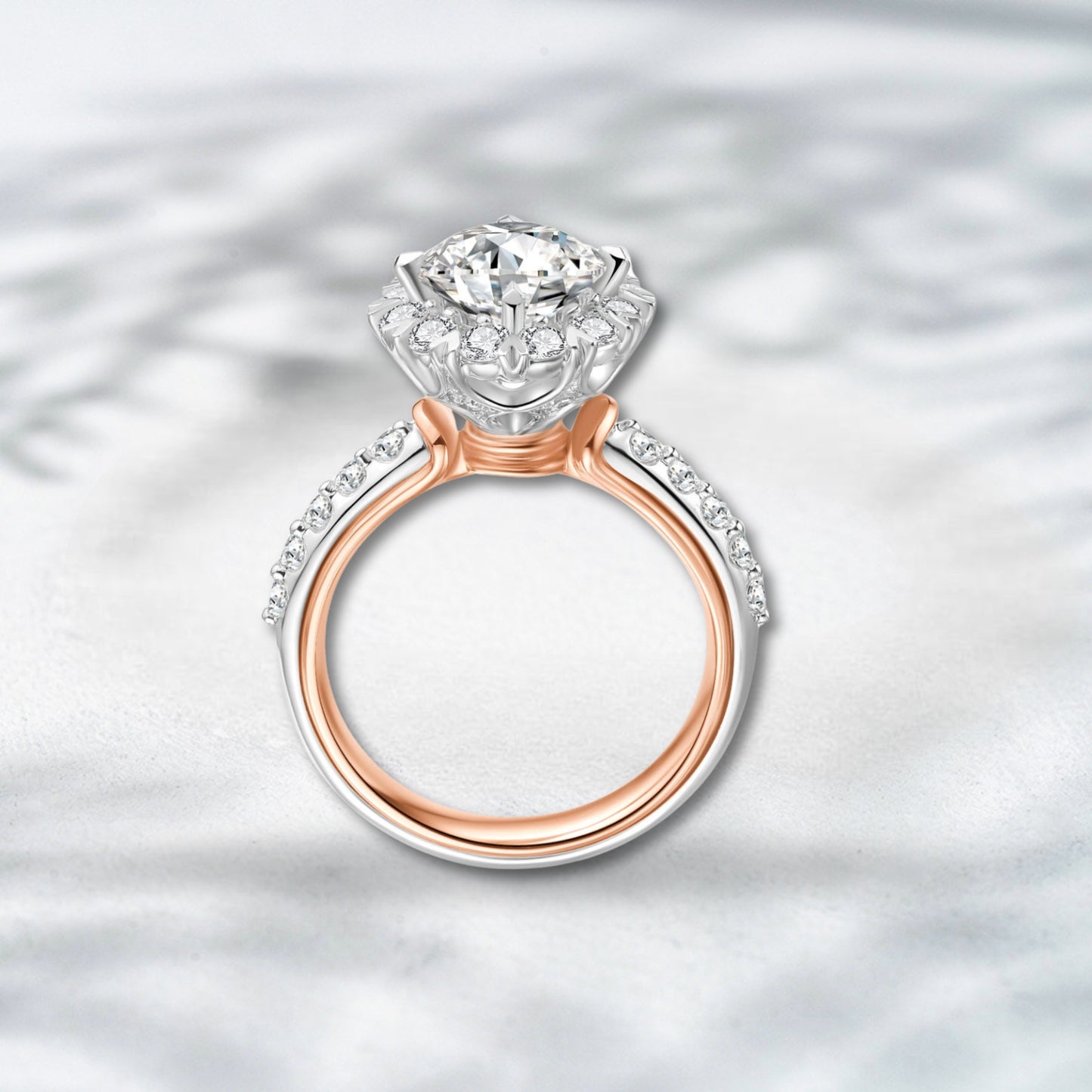 QOB Sweetheart Blaze | 3.60ct Lab Diamond Heart Halo Ring in Rose & White Gold