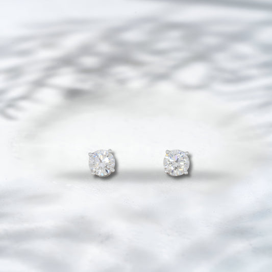 Brilliant Classic 2ct Lab Diamond Stud Earrings | 18K White Gold