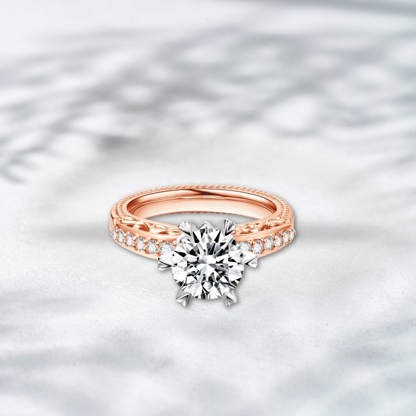 QOB Crown Reverie – 3.71ct Lab Diamond Engagement Ring in Rose Gold