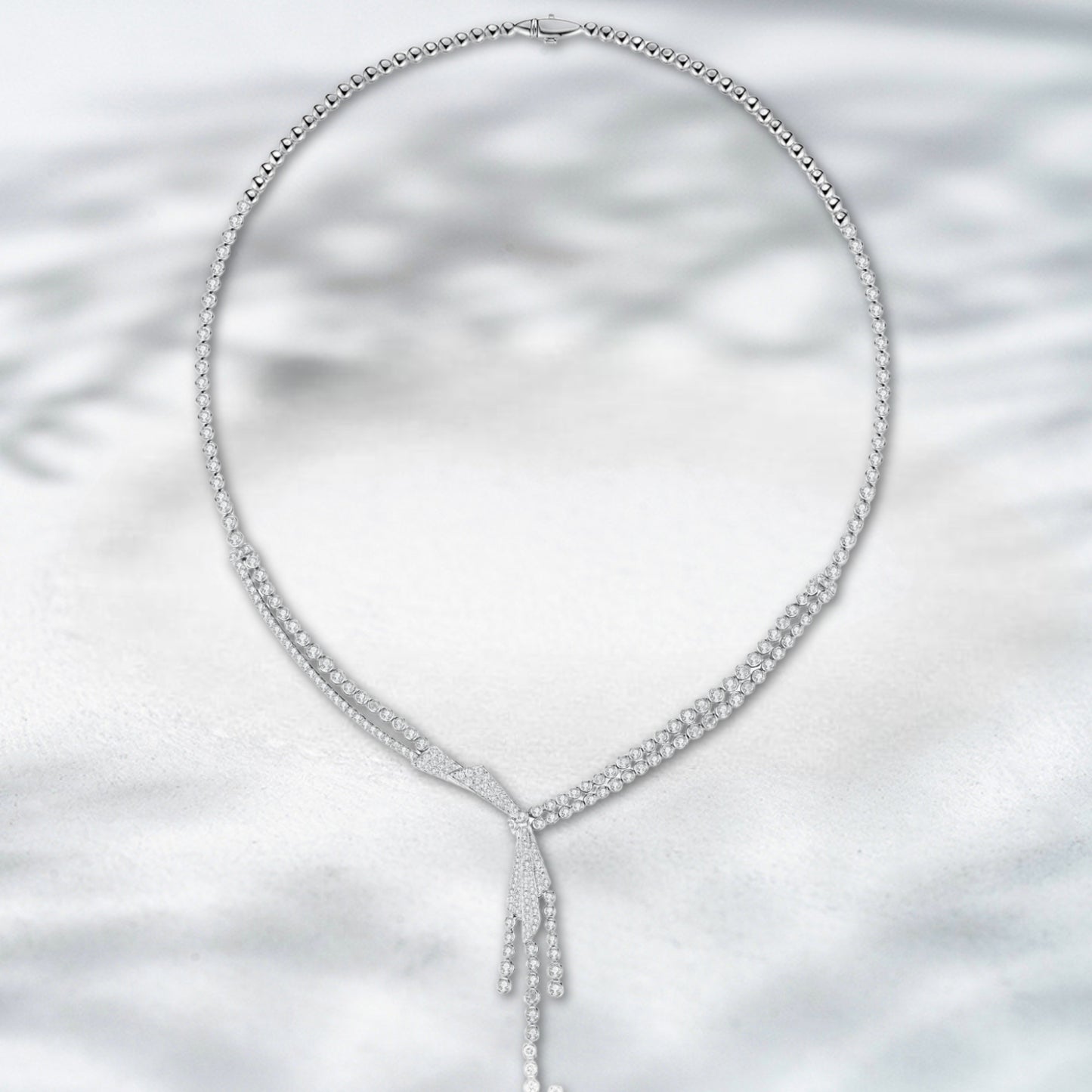 QOB Cascade Allure 4.062 ct in 18k white gold Diamond Necklace