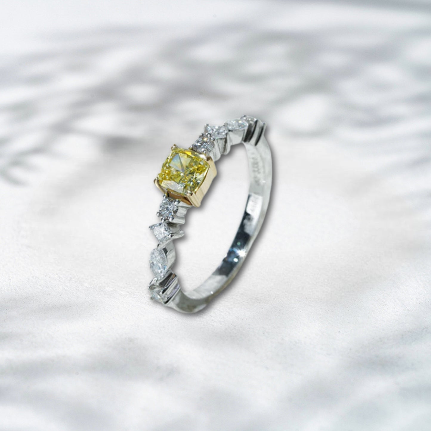 QOB Golden Ember Ring - 1.46 ct Yellow Lab Diamond in 18K White & Yellow Gold