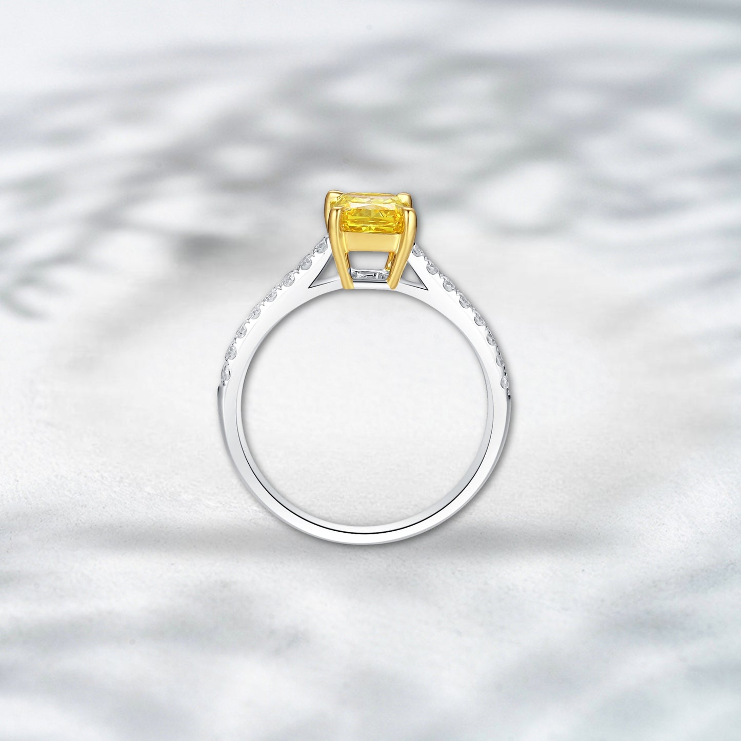 QOB Citrine Ember – 1.23ct Yellow Radiant Lab Diamond Ring in 18K Gold