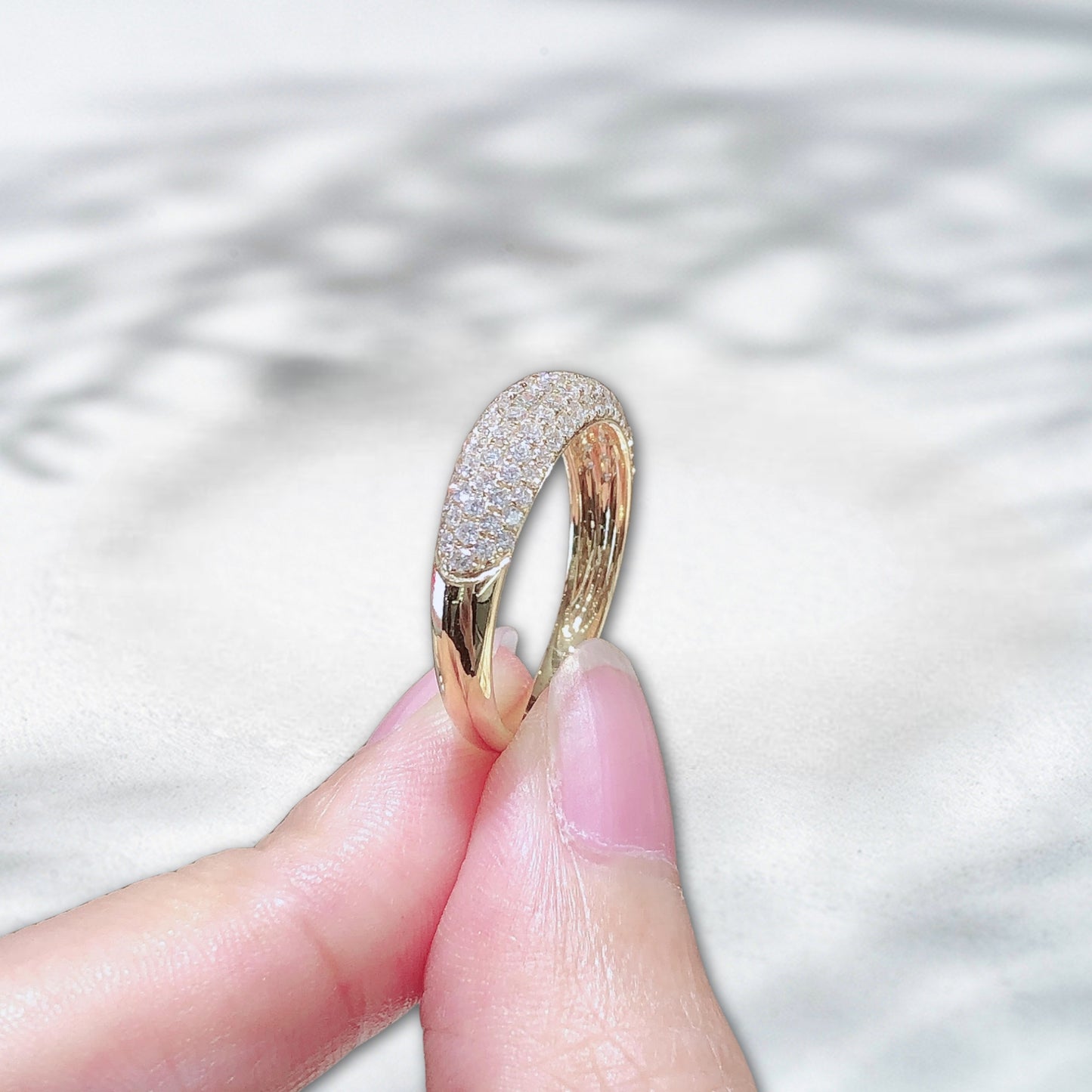 Natural Diamond Dust Pavé Band – 0.783 ct 18K Yellow Gold