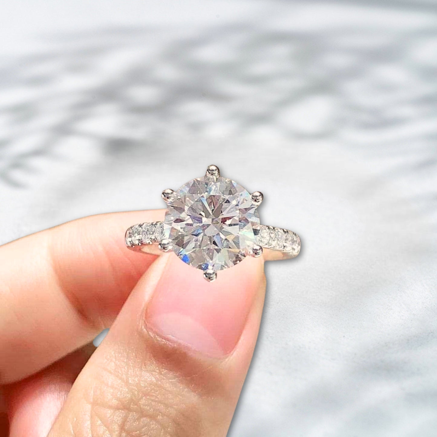QOB Whisper Bloom – 3ct Solitaire Lab Diamond Ring in Platinum & 18K Gold
