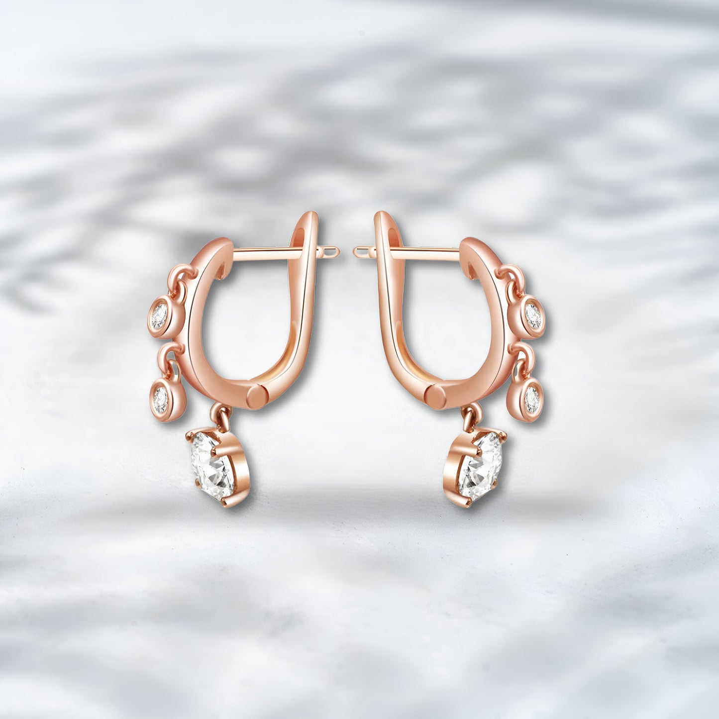 QOB Rose Drop 2.30 ct in 18K Rose Gold Lab Diamond Dangle Earrings