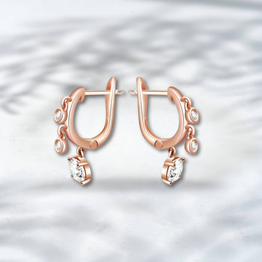 QOB Rose Drop 2.30 ct in 18K Rose Gold Lab Diamond Dangle Earrings