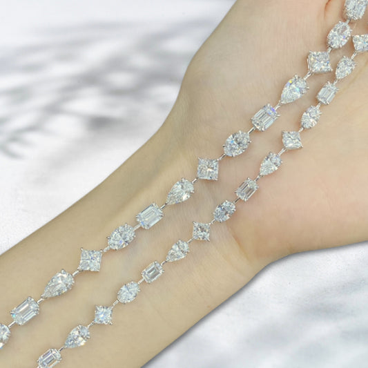 QOB Starlit Medley – 10.55ct Mixed-Cut Lab Diamond Bracelet in 18K White Gold