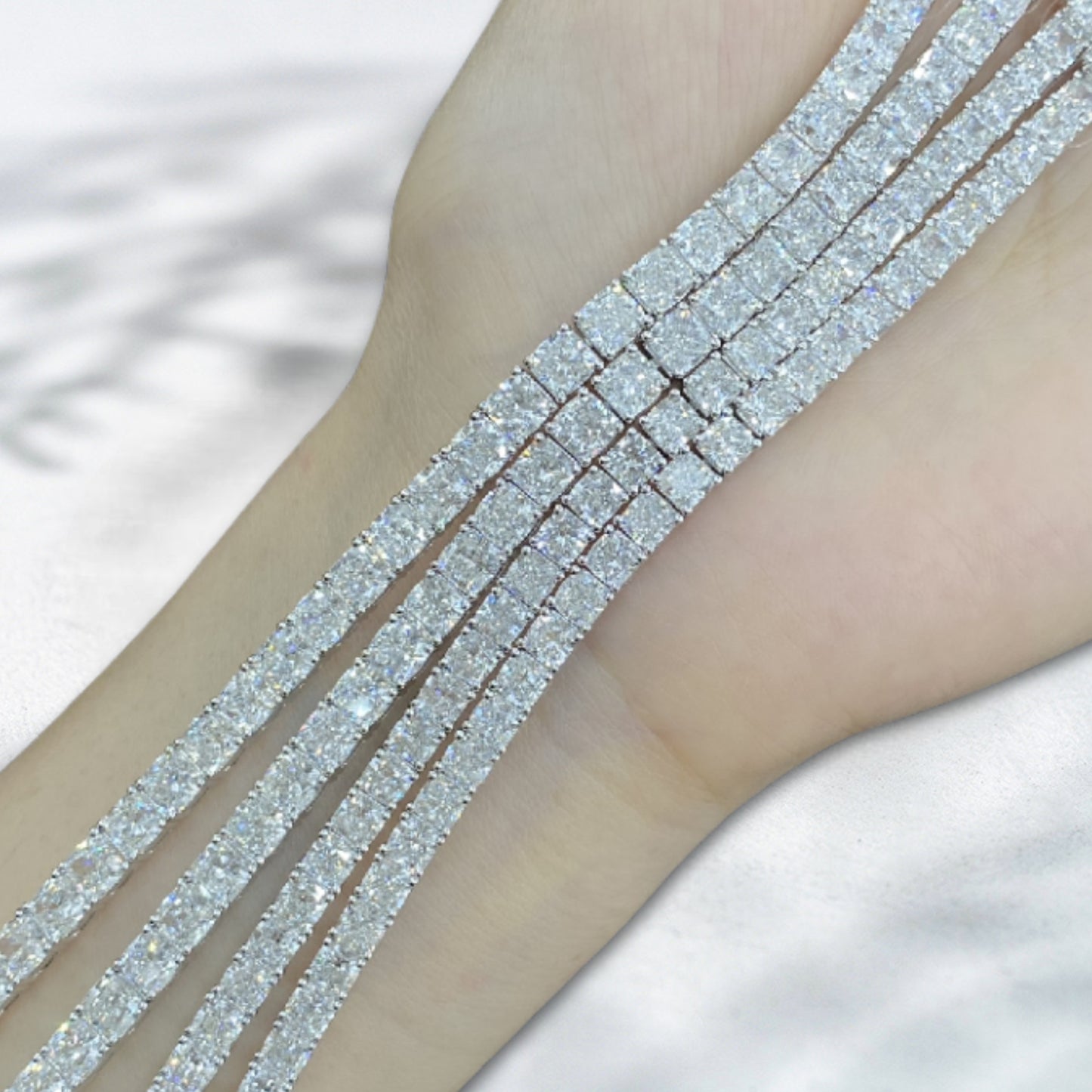 QOB Royal Flood – Double Row 17.96ct Lab Diamond Bracelet in 18K White Gold