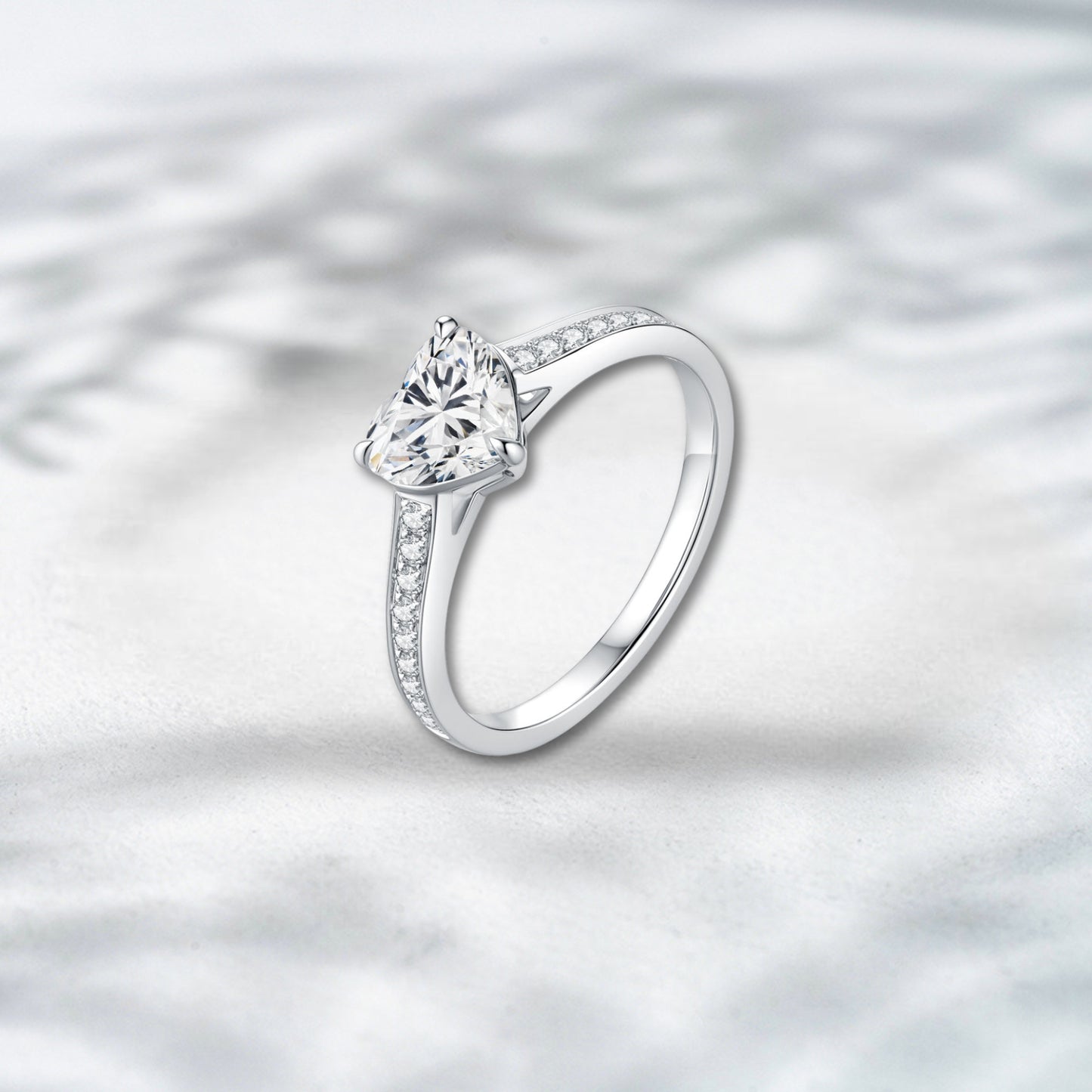 QOB  Sweetheart Spark 2.428 ct Heart Cut Lab Diamond Pavé Ring in 18K White Gold
