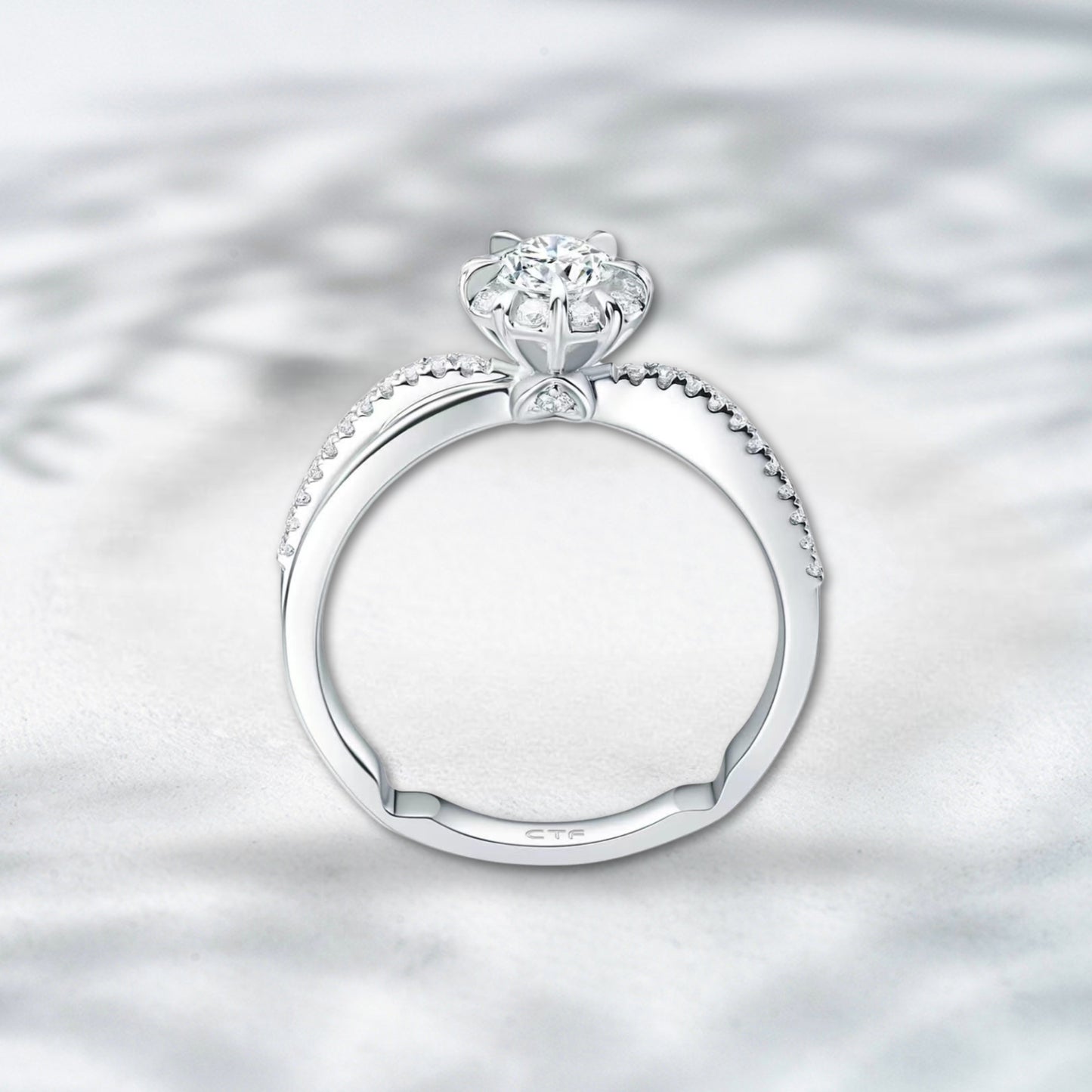 QOB Soléa Bloom – 1.71ct Lab Diamond Halo Ring in 18K White Gold