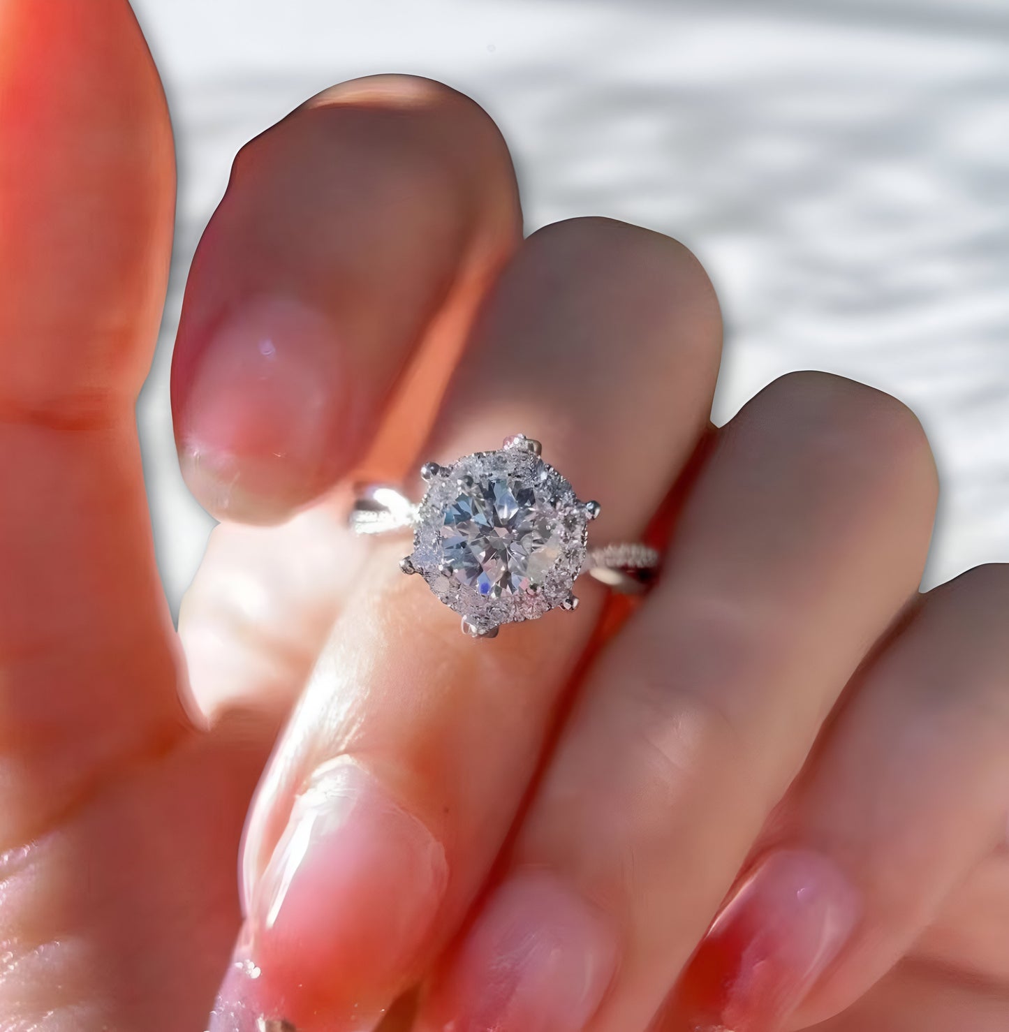 QOB Petalfire 1.52ct Lab Diamond Cluster Ring in 18K White Gold