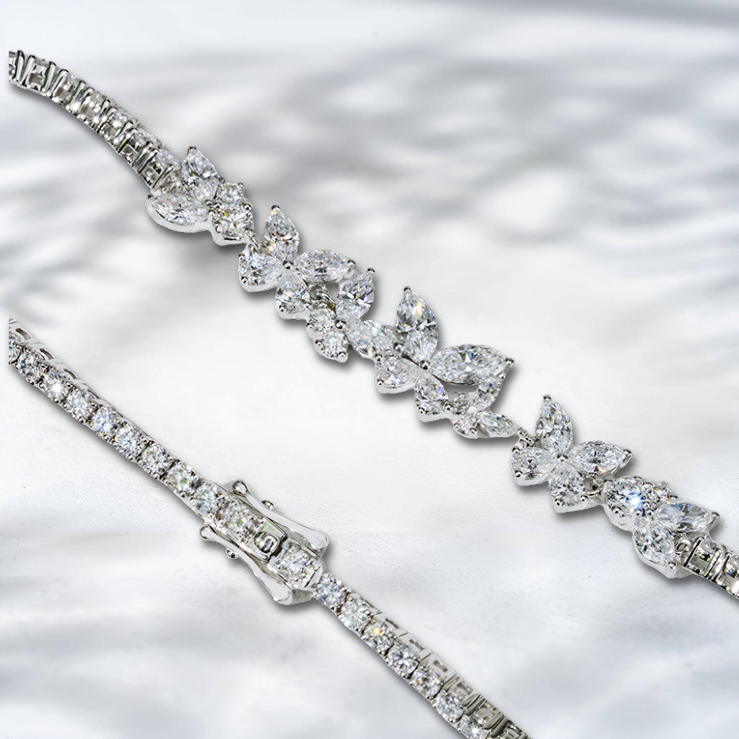 QOB “Midnight Bloom” Lab Diamond Bracelet ~7.113 carats in Solid 18K Gold