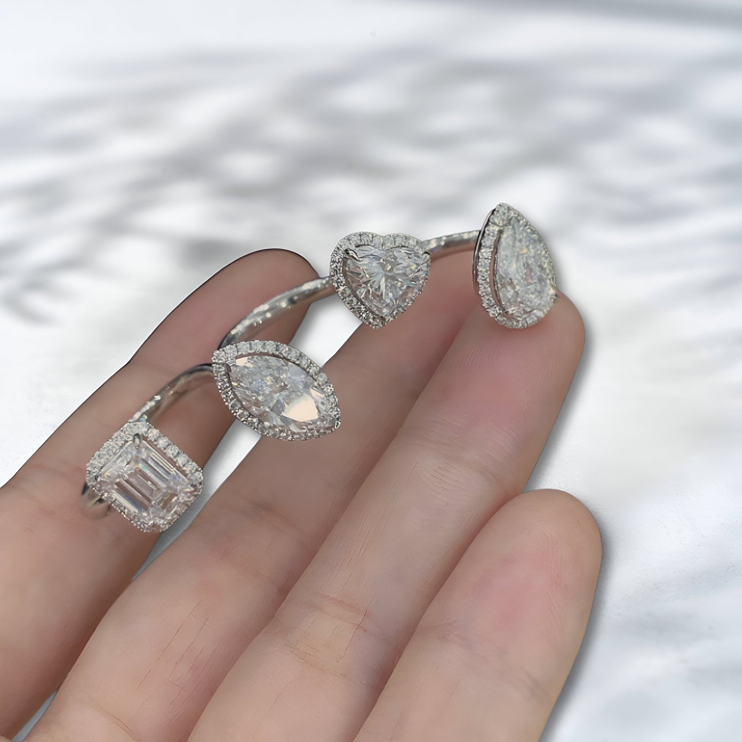 QOB Queen’s Emblem Open Diamond Ring 6.68 ct in 18k white gold