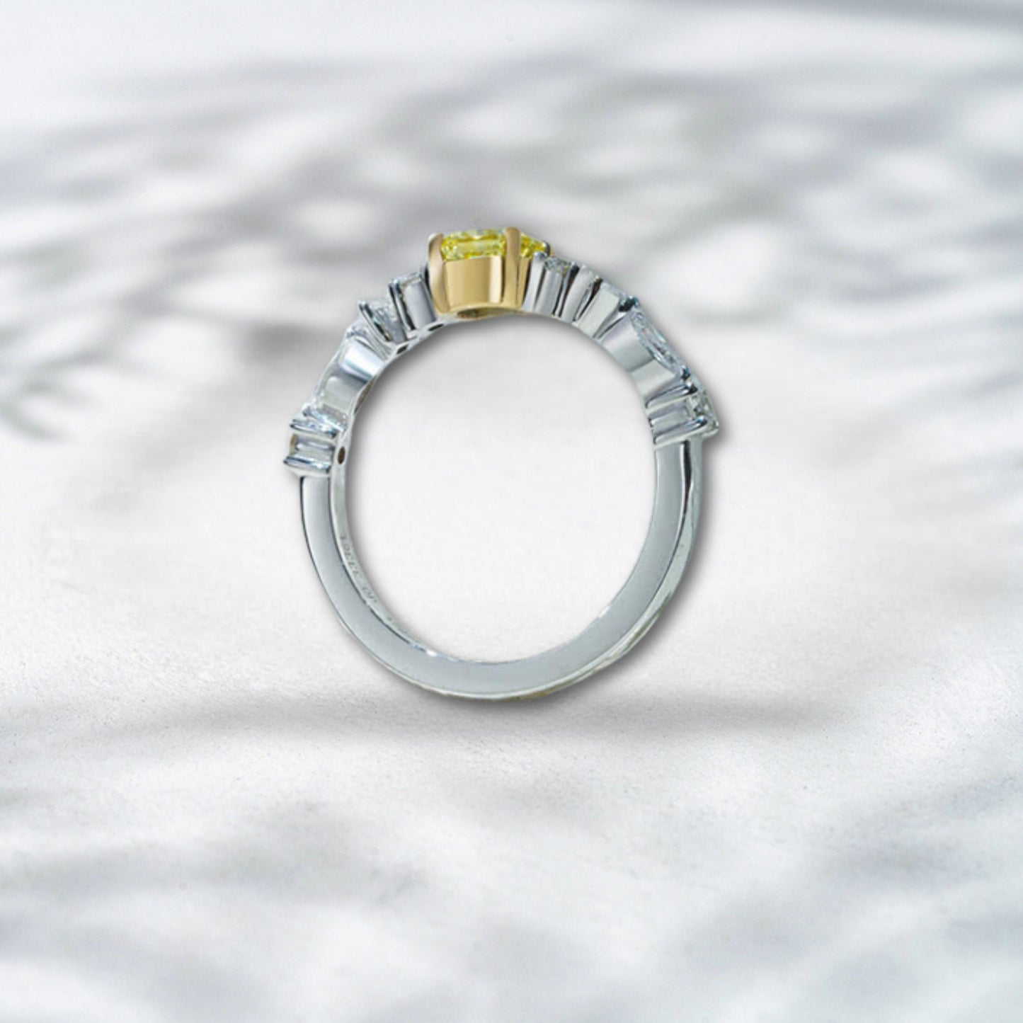 QOB Golden Ember Ring - 1.46 ct Yellow Lab Diamond in 18K White & Yellow Gold