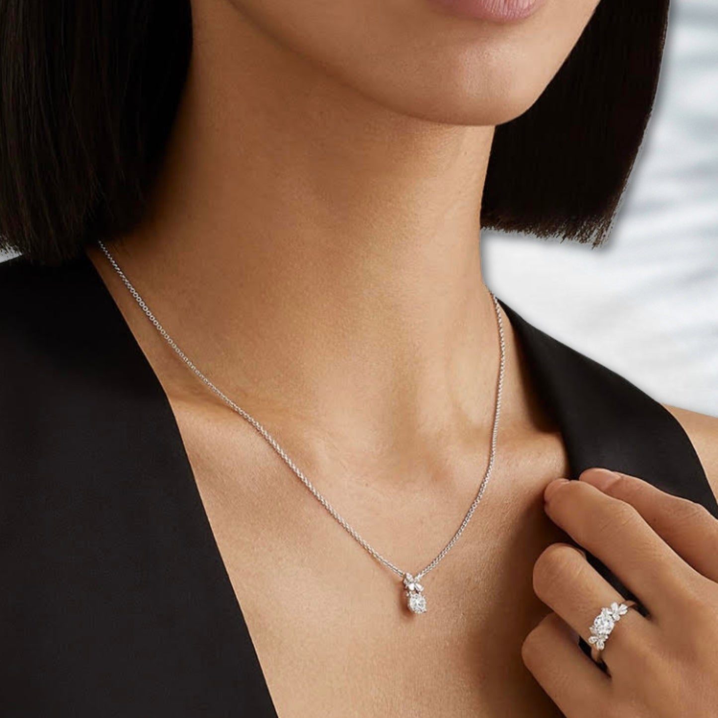 QOB Fleur Drop Pendant | 1.042ct Lab Diamond in Platinum Pt950