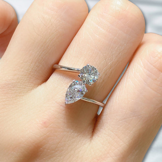 QOB Starglim Split – Pear Cut Lab Diamond Ring 1.07c in 18K White Gold