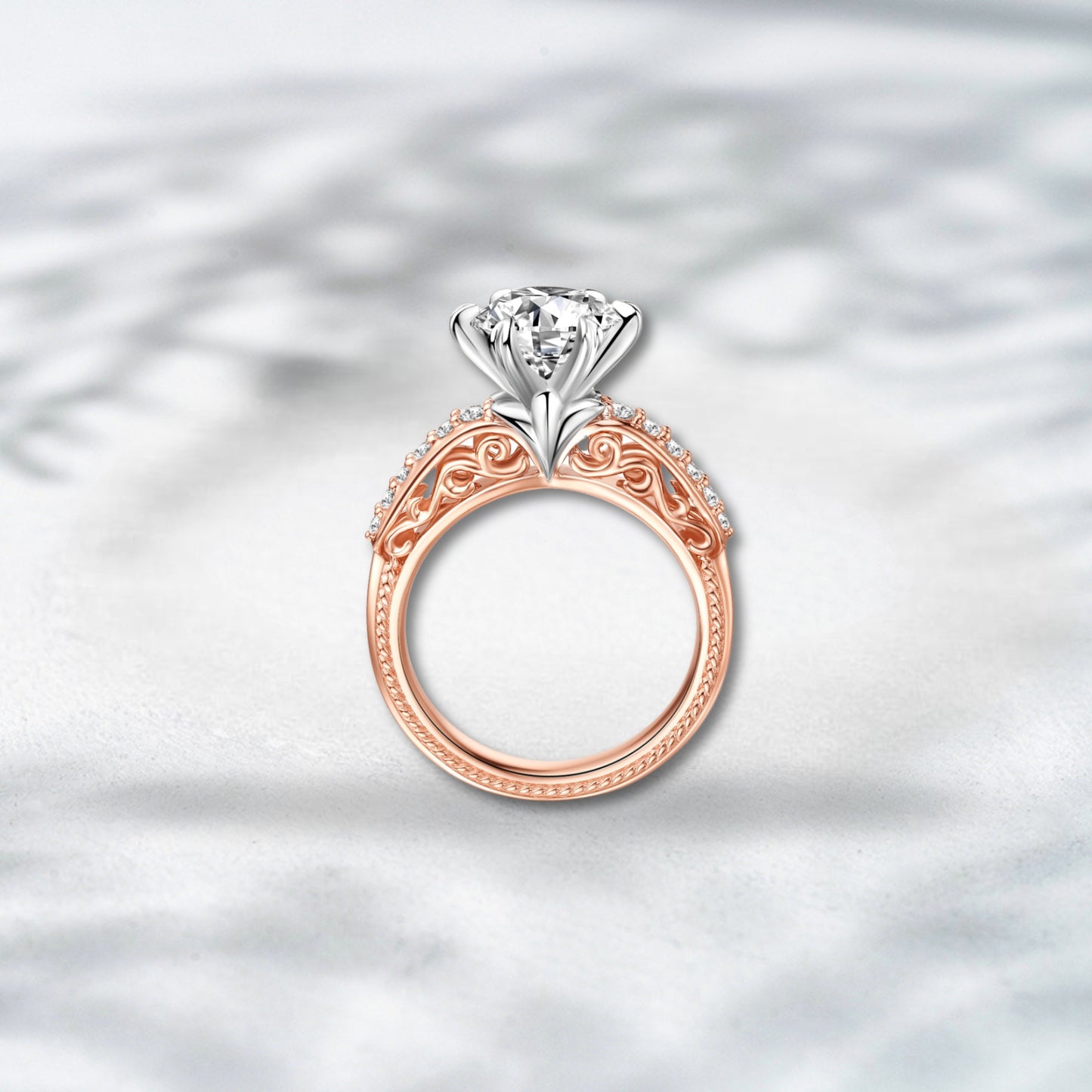 QOB Crown Reverie – 3.71ct Lab Diamond Engagement Ring in Rose Gold