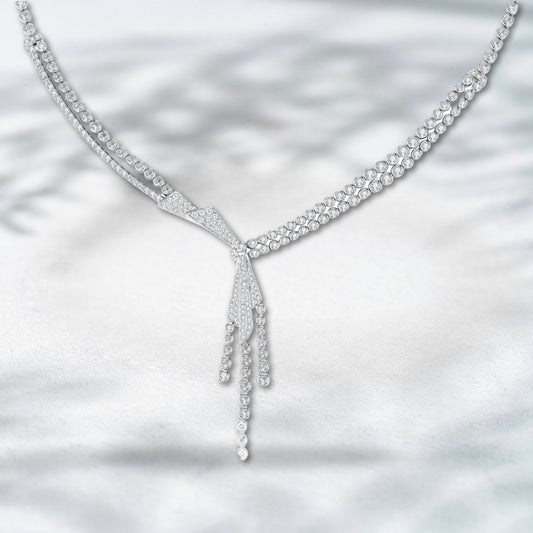 QOB Cascade Allure 4.062 ct in 18k white gold Diamond Necklace