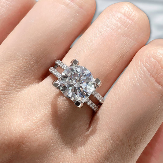 QOB Double Band Lab Diamond Solitaire | 3.01ct in 18K Gold