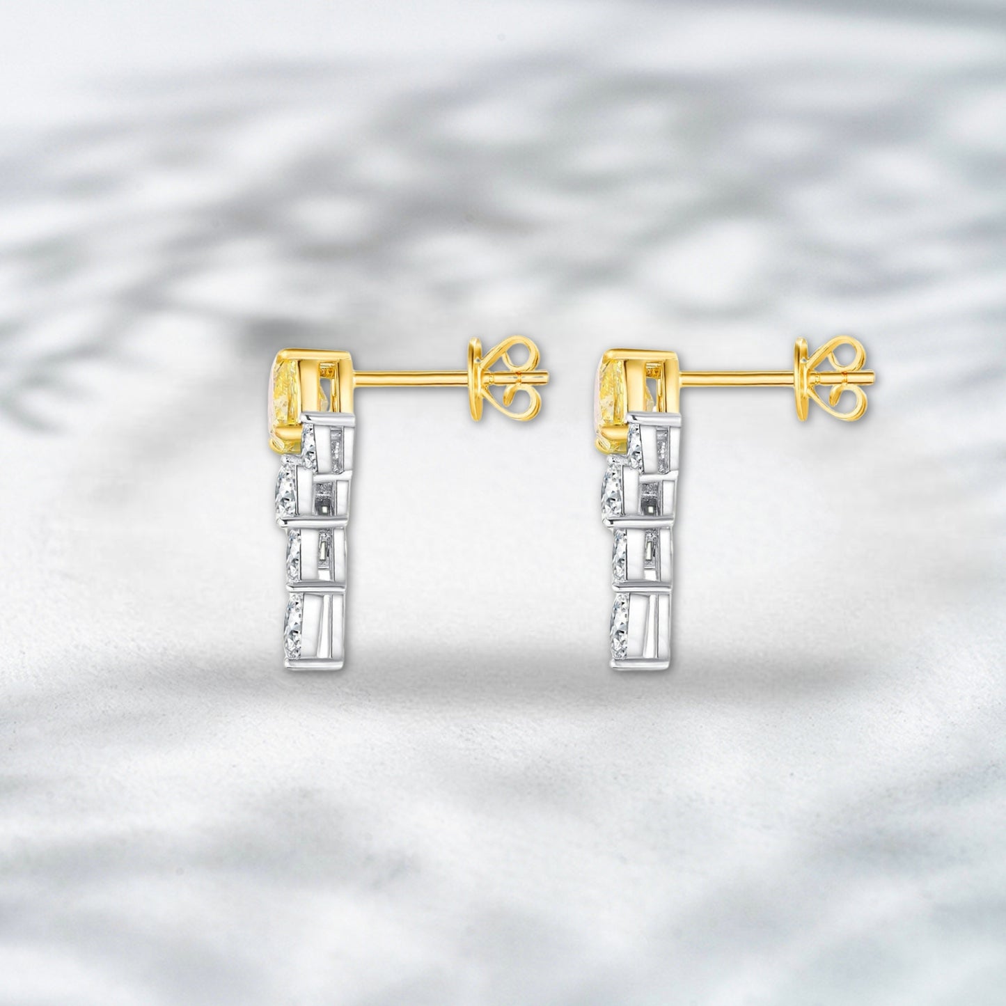 QOB Electric Bloom | 18k Yellow Gold Lab Diamond Drop Earrings | 2.509 ct