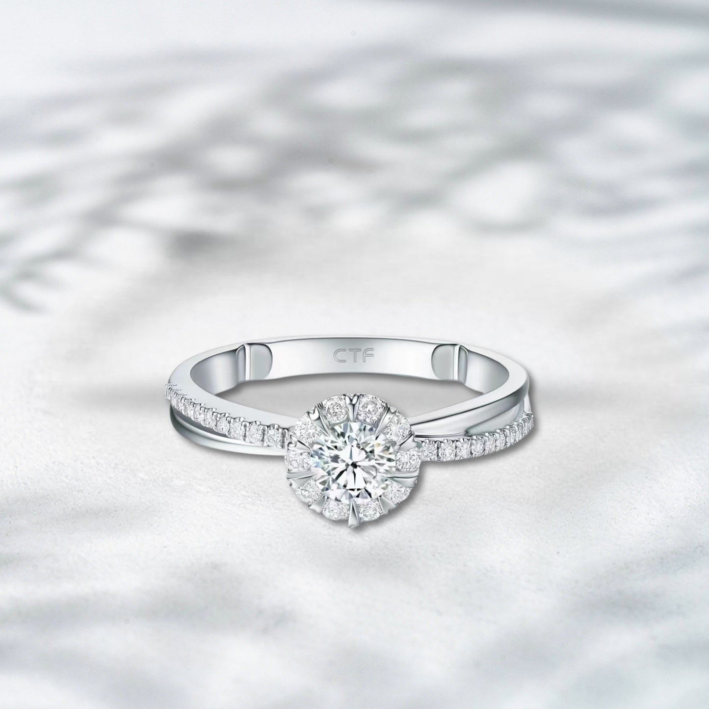 QOB Soléa Bloom – 1.71ct Lab Diamond Halo Ring in 18K White Gold