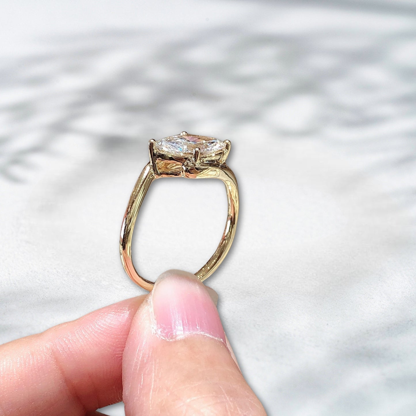 QOB Golden Float – 2.01ct Oval Lab Diamond Ring in 18K Yellow Gold